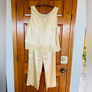 Silky PJ set Large Intimates Sleepwear Pants and Tank Top Golden Yellow